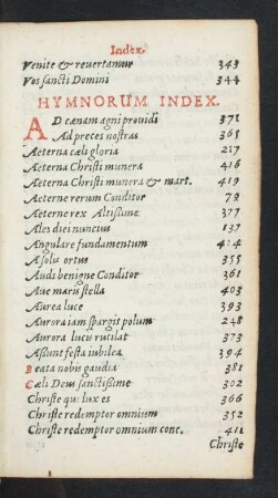 Hymnorum Index.