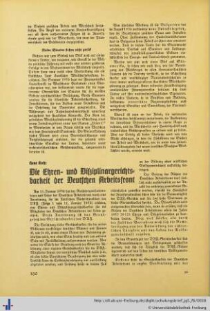 Die Ehren- und Disziplinarsgerichtsbarkeit der deutschen Arbeitsfront.