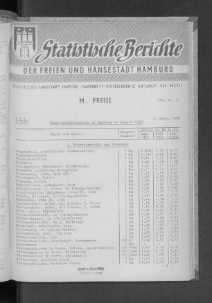 Einzelhandelspreise in Hamburg im August 1958 : Lfd. Nr. 27