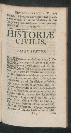 Historiae Civilis, Liber Sextus.