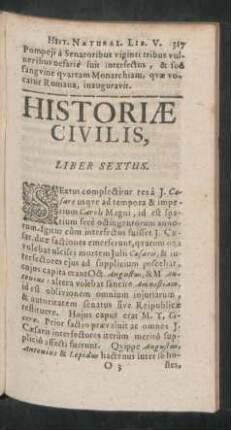 Historiae Civilis, Liber Sextus.