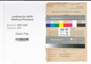 Entnazifizierung Fritz Coors , geb. 23.03.1891 (Angestellter)