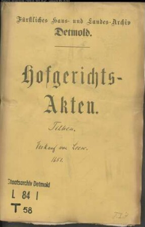 Tilhen, Franz - Verkauf des Guts Leese