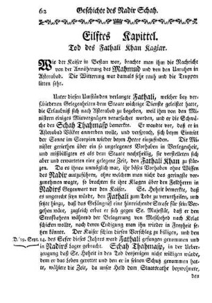Eilftes Kapittel. Tod des Fathali Khan Kagiar.