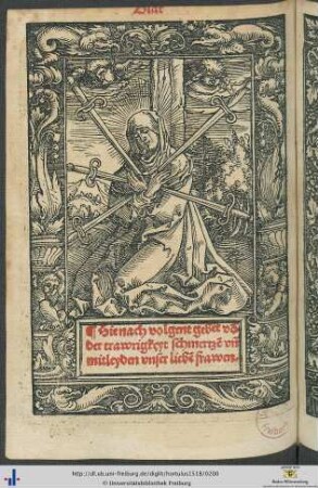 Gebet von der trawrigkeyt schmertzen und mitleyden unser lieben frawen