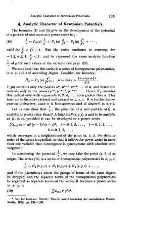 4. Analytic Character of Newtonian Potentials.