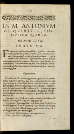 In M. Antonium Ad Quirites, Philippica Quarta. Oratio XLVII.