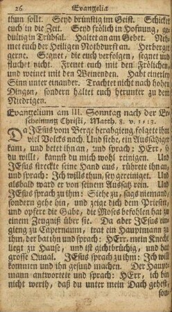 Evangelium am III. Sonntag nach der Erscheinung Christi, Matth. 8. v. 1-13.
