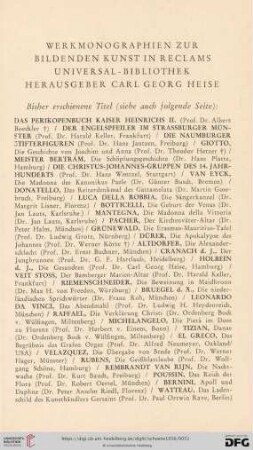 Werkmonographien zur bildenden Kunst in Reclams Universal-Bibliothek Herausgeber Carl Georg Heise