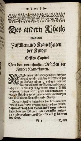 Des andern Theils Von den Zufällen und Kranckheiten der Kinder