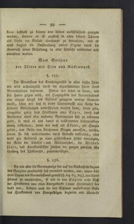 Vom Gerippe der Thiere mit Hirn und Rückenmark.
