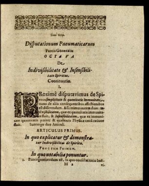 Disputationum Pneumaticarum Partis Generalis Octava