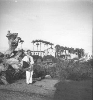 Reisefotos Brasilien. Pernambuco. Der Bordfotograf Franz Grasser neben einem abgestorbenen Baum