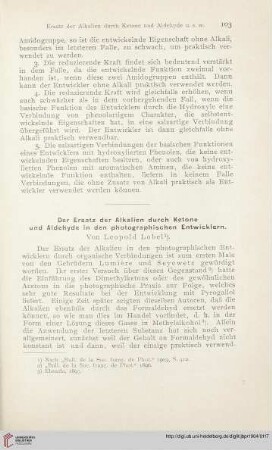18: Der Ersatz der Alkalien durch Ketone und Aldehyde in den photographischen Entwicklern