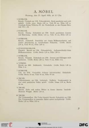 A. Möbel (Nr.1-91)