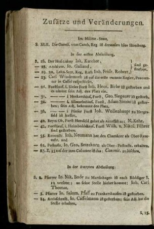 Zusätze und Veränderungen