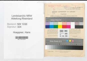 Entnazifizierung Hans Hoeppner , geb. 05.09.1890 (Beamter)