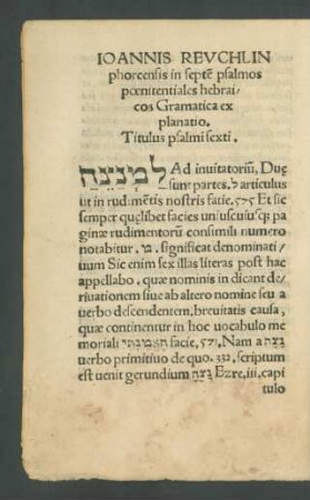 Titulus psalmi sexti.