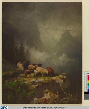 Gebirgslandschaft mit Schafherde