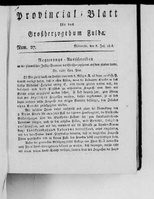 Num. 27, Ausgabe vom 8. Juli 1818