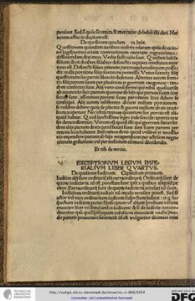 Exceptionum legum imperialium liber quartus.