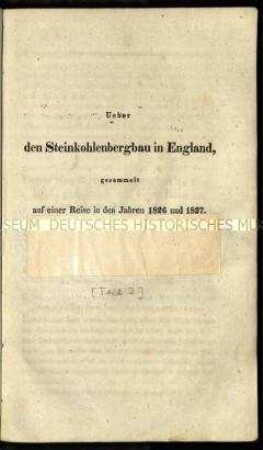 Abhandlung über den Steinkohlenbergbau in England