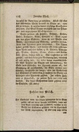 [Unterabschnitt] II. Fehler der Milch