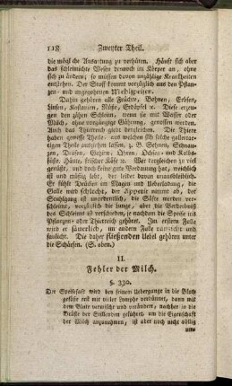 [Unterabschnitt] II. Fehler der Milch