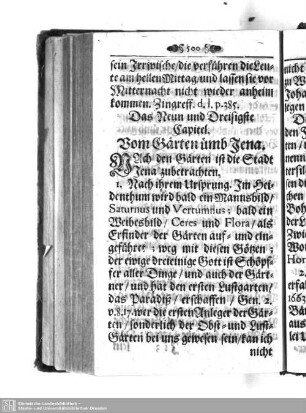 Das Neun und Dreisigste Capitel. Vom Gärten ümb Jena