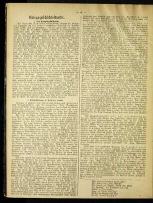 Kriegsgeschichtsstunde : 1. der Kriegserzählstunde ; 2. Kriegsfürsorge in früheren Zeiten