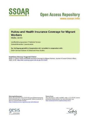 Hukou and Health Insurance Coverage for Migrant Workers