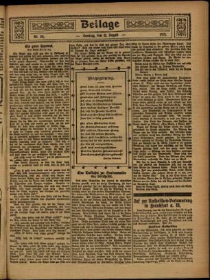 Zweite Ausgabe vom Sonntag, den 21. August 1921.
