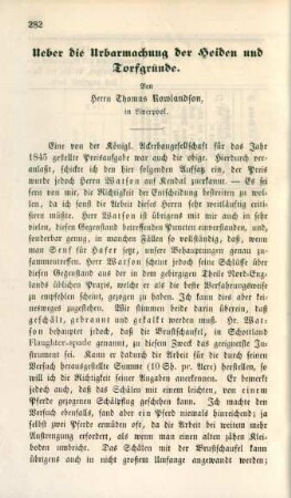 Ueber die Urbarmachung der Heiden und Torfgründe.