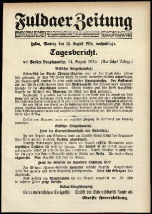 Ausgabe vom Montag, den 14. August 1916.