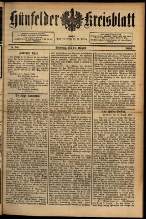 Ausgabe vom Dienstag, den 11. August 1896.