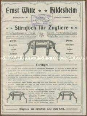 Stirnjoch für Zugtiere