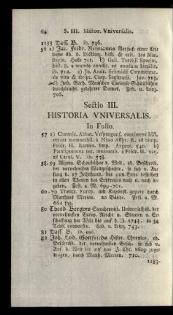 Sectio III. Historia Universalis.