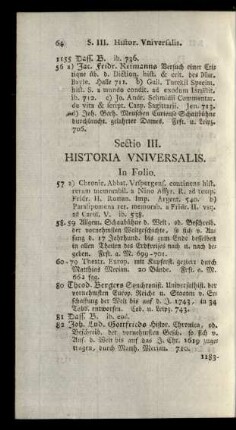 Sectio III. Historia Universalis.