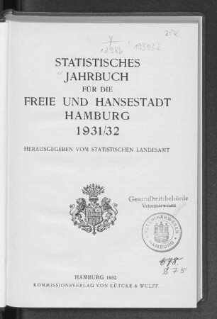 1931/32: Statistisches Jahrbuch