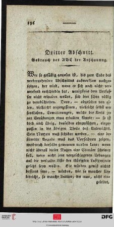 Dritter Abschnitt: Gebrauch des ABC der Anschauung