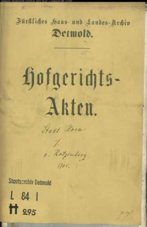 Horn, Stadt gegen Präsident von Kotzenberg - Schuldforderung