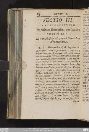 Sectio III. [...], Negativam sententiam confirmans.