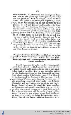 Wie grave Gotfriden Christoffen von Zimbern ein große geferde in der Ill zu Erstain begegnet...