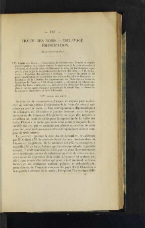 Traite de noirs.- Esclavage.- Emancipation.
