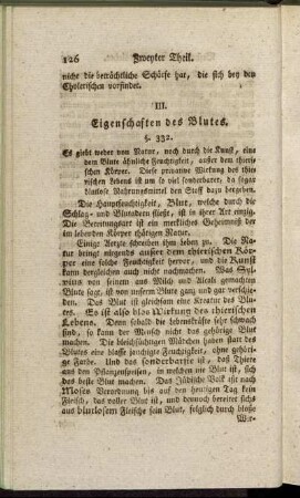 [Unterabschnitt] III. Eigenschaften des Blutes