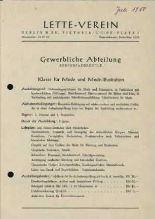 Prospekt der Gewerblichen Abteilung