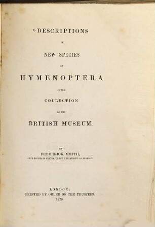 Descriptions of new species of Hymenoptera in the collection of the British Museum