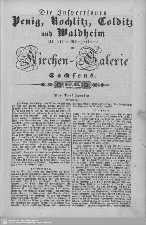 Das Dorf Zettlitz (Beschluß), Grünberg, Altmittweida : 13. Lieferung