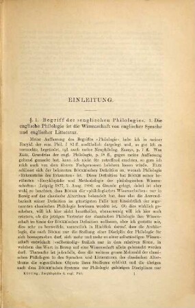 Encyklopaedie und Methodologie der englischen Philologie