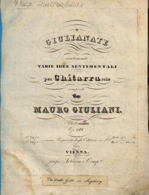 Giulianate : contenenti varie idee sentimentali ; per chitarra sola ; op. 148, 2